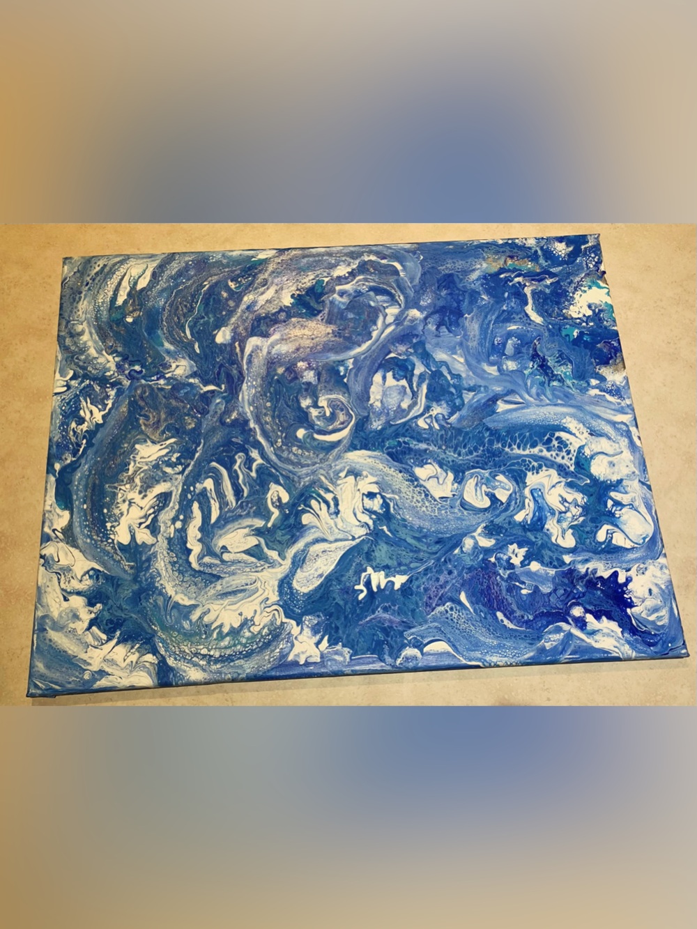 Original Signed “Whispers of the Sea” Acrylic Abstract Canvas Wall Art 18x24